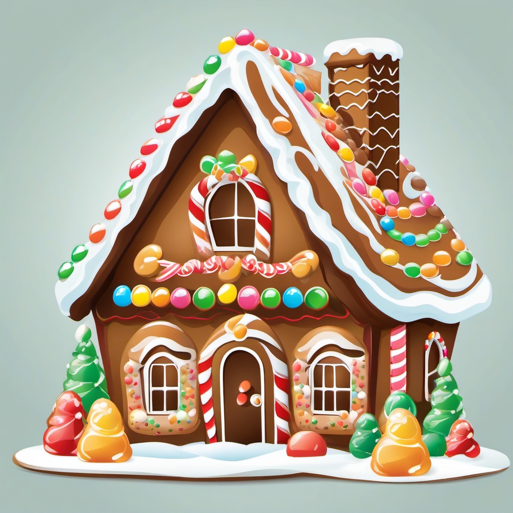 Gingerbread House clipart - gingerbread house with gumdrops and icing  color,minimalist,vector clipart