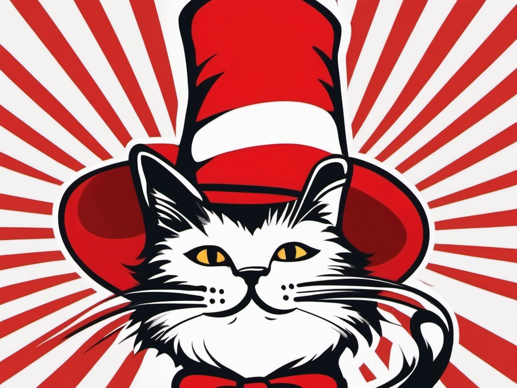 Cat in the Hat hat clipart, The iconic red and white striped hat worn by the Cat in the Hat.  simple, 2d flat