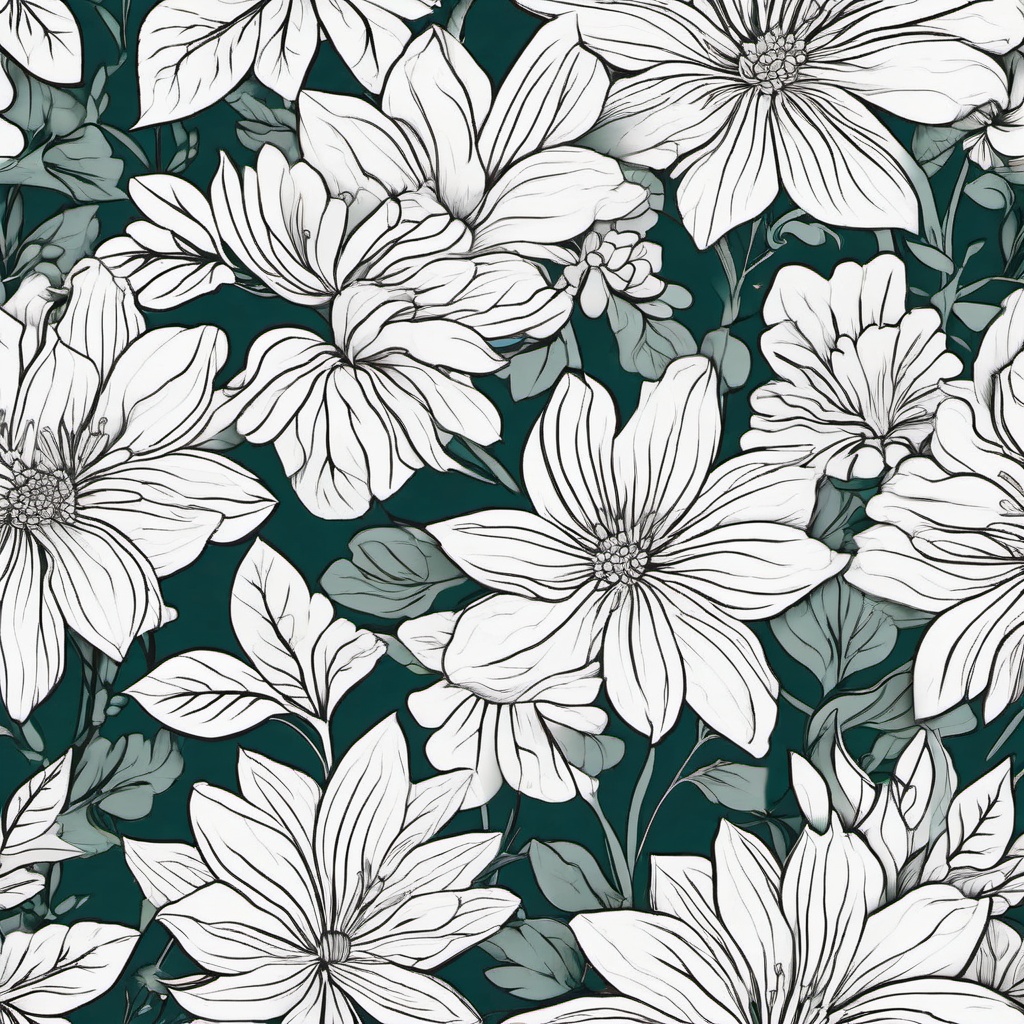 Free Floral Clipart,Illustrating a floral pattern coloring book  simple, 2d flat