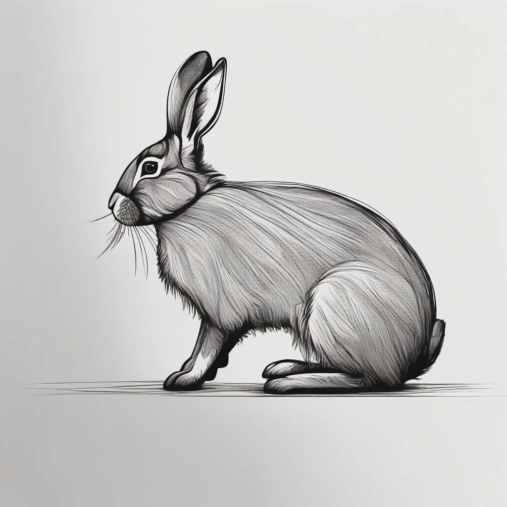 simple drawing of rabbit  minimal rough sketch scribbles,doodles,black and white