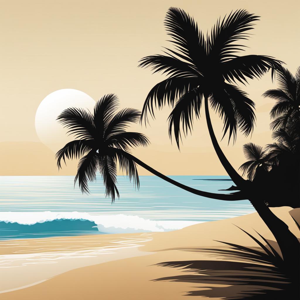 palm tree clipart: swaying gently on a tropical island beach. 