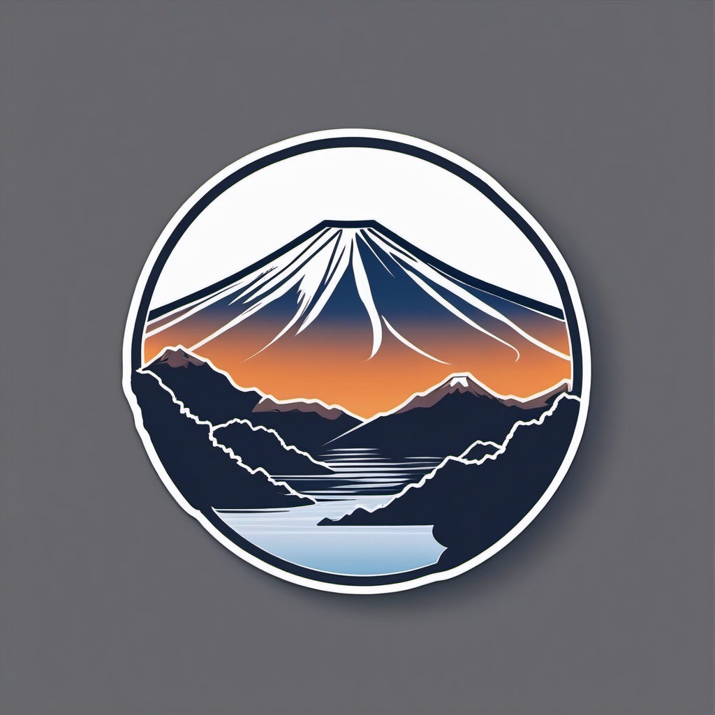 Mount Fuji sticker- Japan's highest peak with a symmetrical cone, , sticker vector art, minimalist design