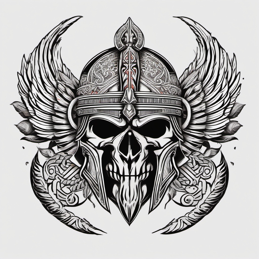 Ares Greek Tattoo - A tattoo inspired by Ares, the god of war, with Greek motifs.  simple color tattoo design,white background