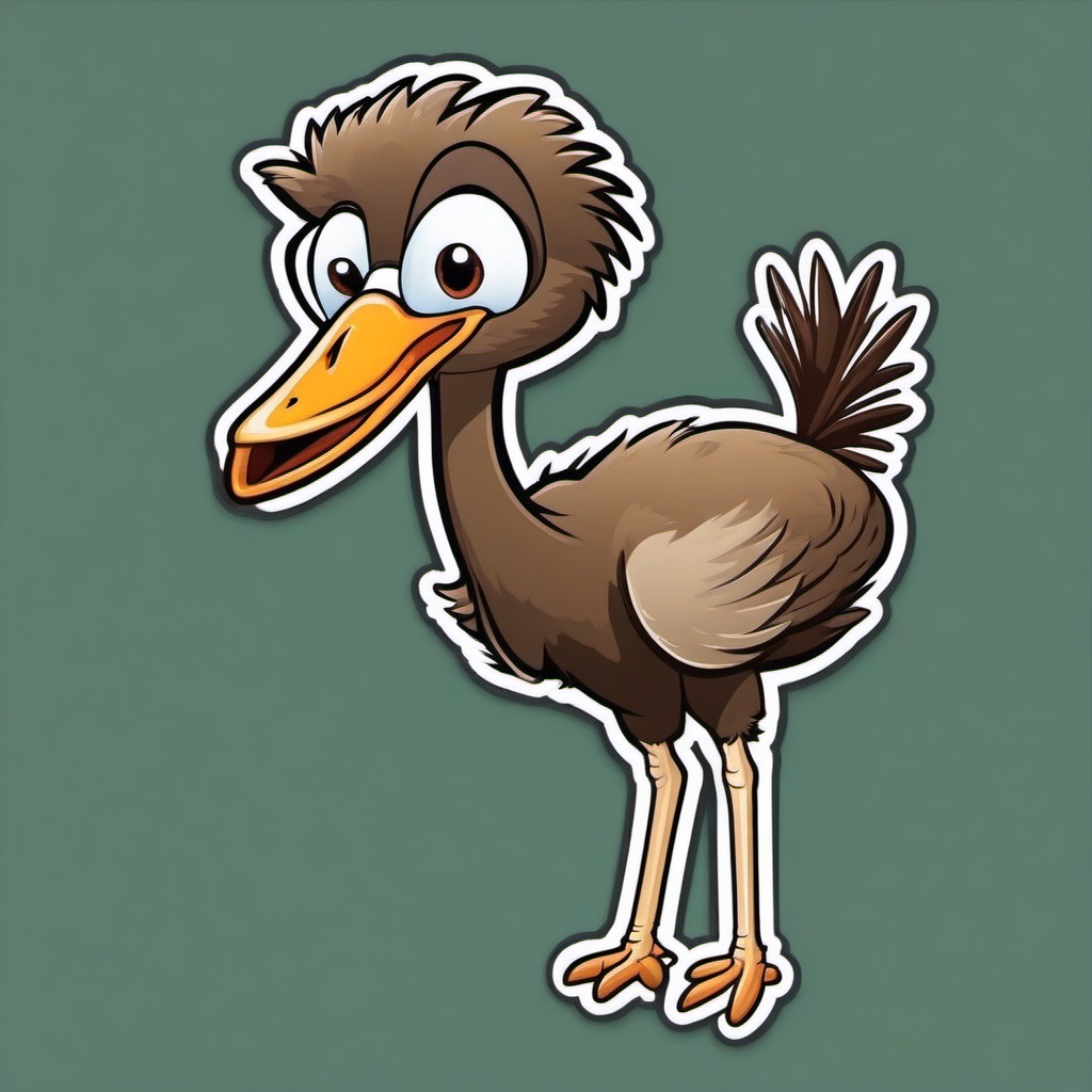 Ostrich cartoon - tall, fast-running bird  cartoon sticker style