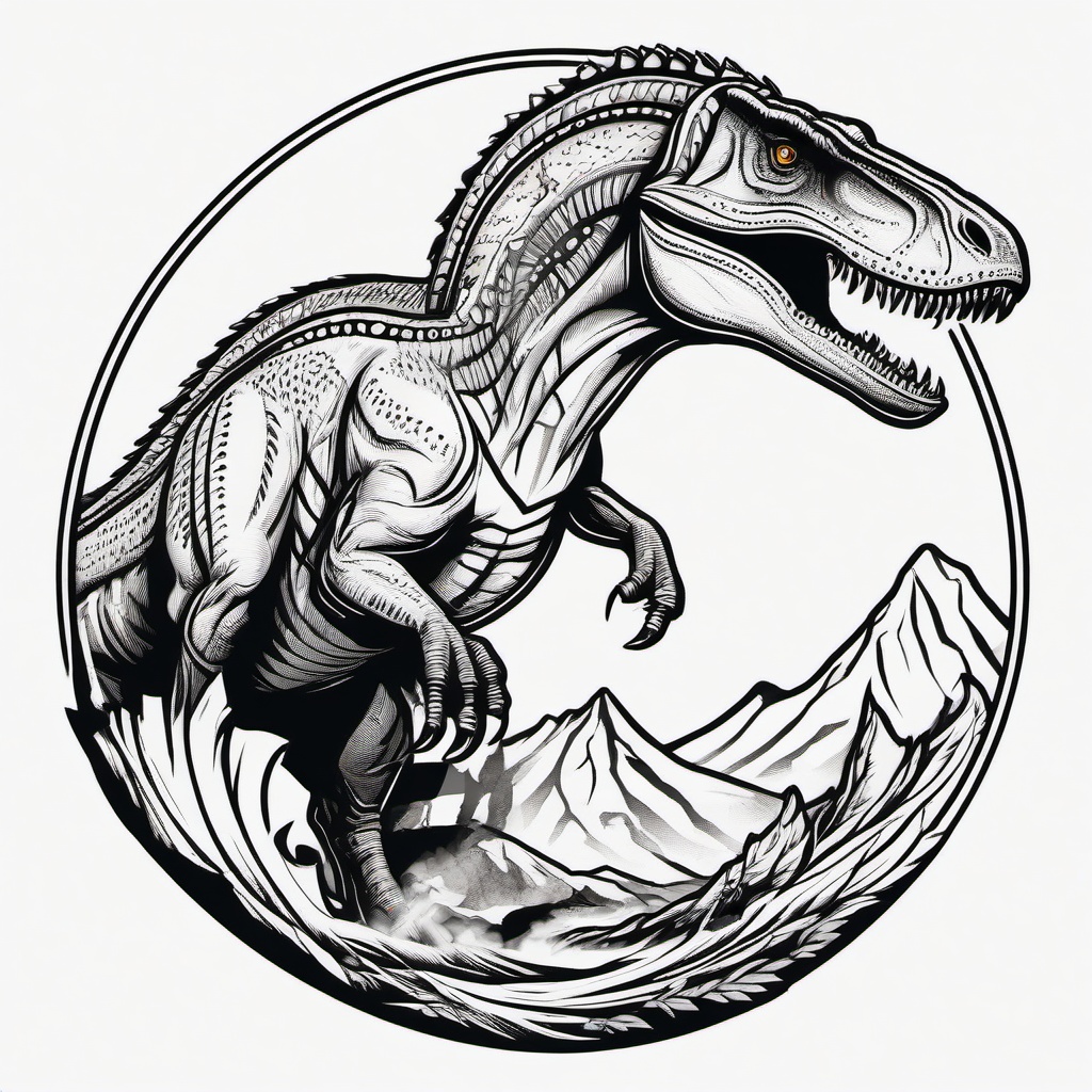 Allosaurus Tattoo - Pay tribute to the fearsome Allosaurus with a detailed and intricate tattoo design.  simple vector color tattoo,minimal,white background