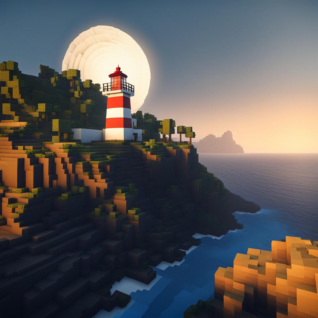 lighthouse on a craggy cliff to guide ships safely - minecraft house ideas minecraft block style