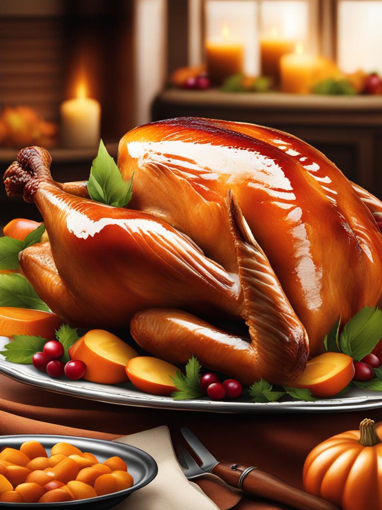 turkey clipart - a festive and roasted turkey, a thanksgiving tradition. 