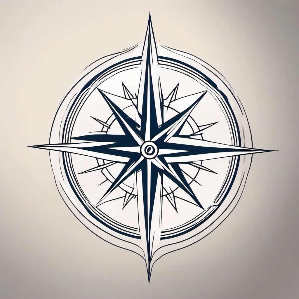 Compass Rose - Navigate your destiny with a tattoo depicting a timeless compass rose.  outline color tattoo,minimal,white background