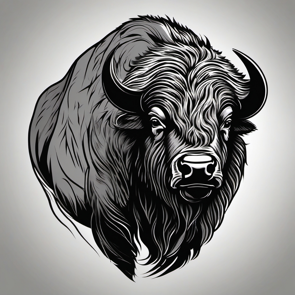 Charging bison tattoo. Power in motion.  minimal color tattoo design