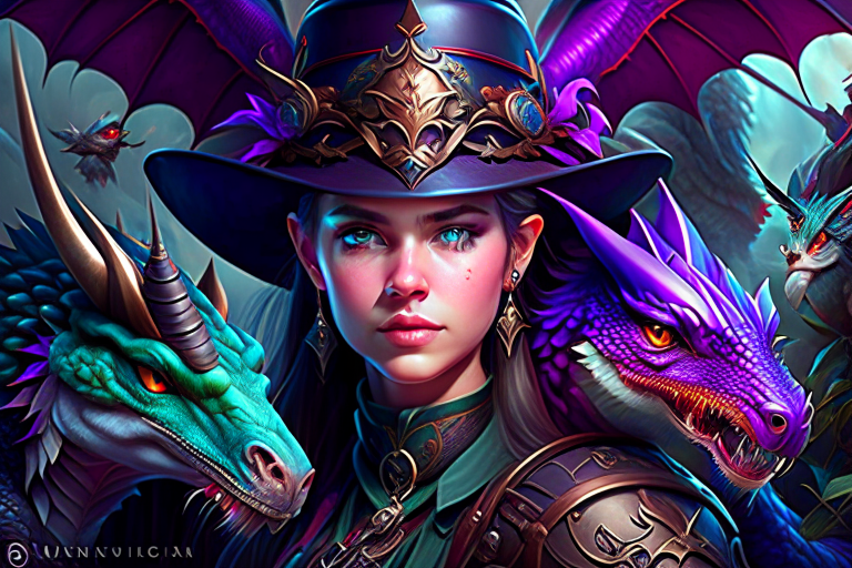 dragon tamer with a bond with mythical creatures, surrounded by dragon hatchlings. 