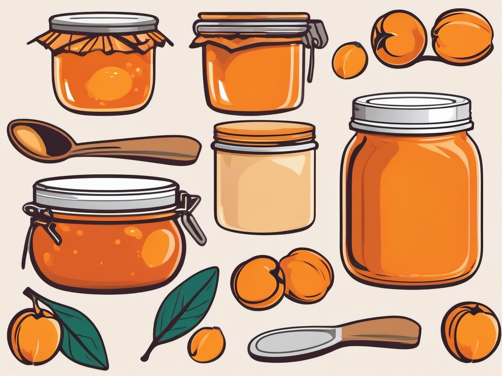 Apricot Jam Jar Clipart - A jar of homemade apricot jam.  color vector clipart, minimal style