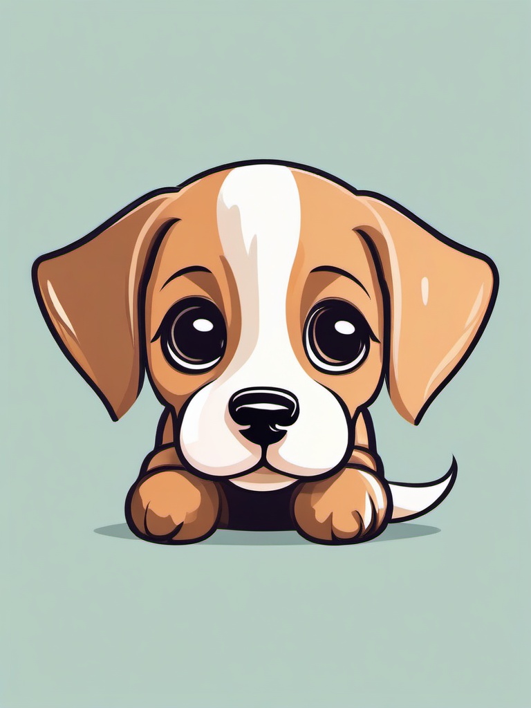 Cute clipart - adorable puppy with big eyes and floppy ears  color,minimalist,vector clipart