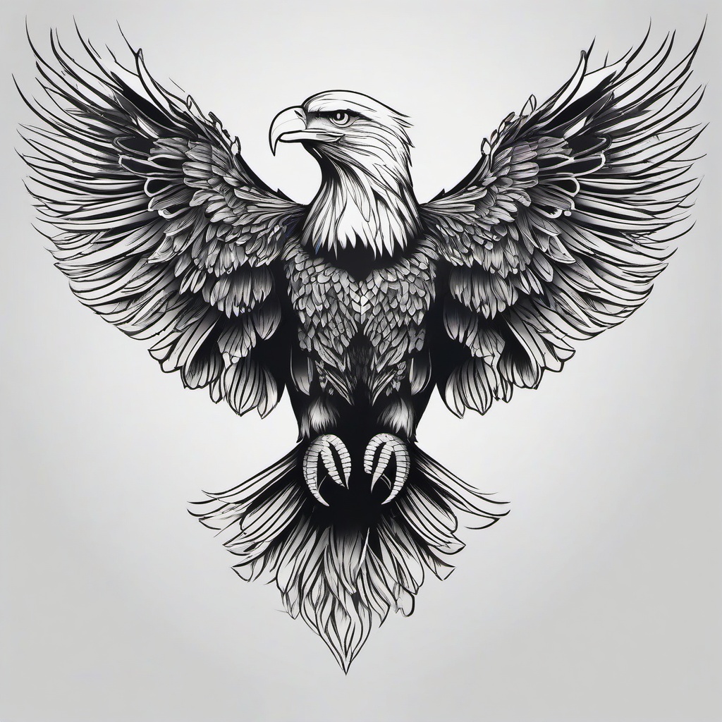 Tattoo Eagle - Eagle in detailed tattoo  minimal tattoo design, white background