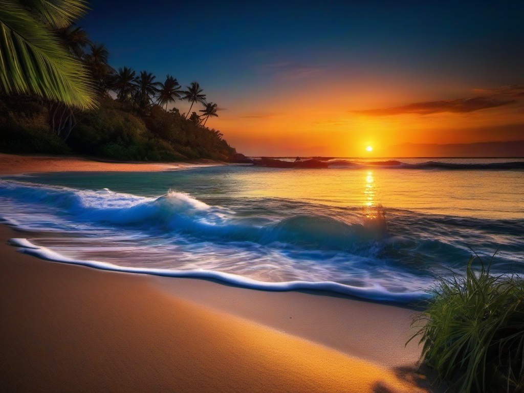 Background Beach Sunset - Sunset over a scenic beach.  background wallpaper