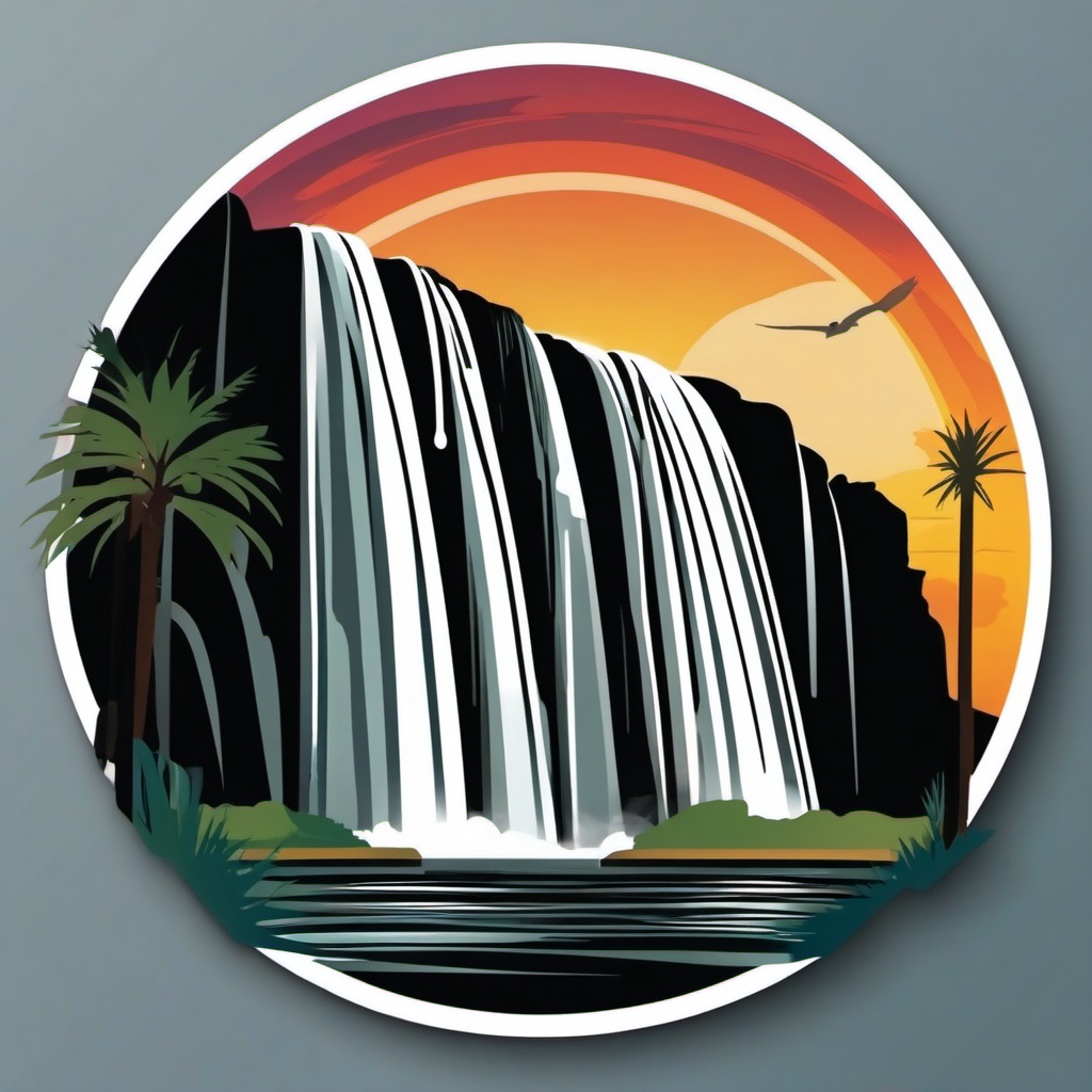 Victoria Falls sticker- Spectacular waterfall on the Zambezi River, , sticker vector art, minimalist design