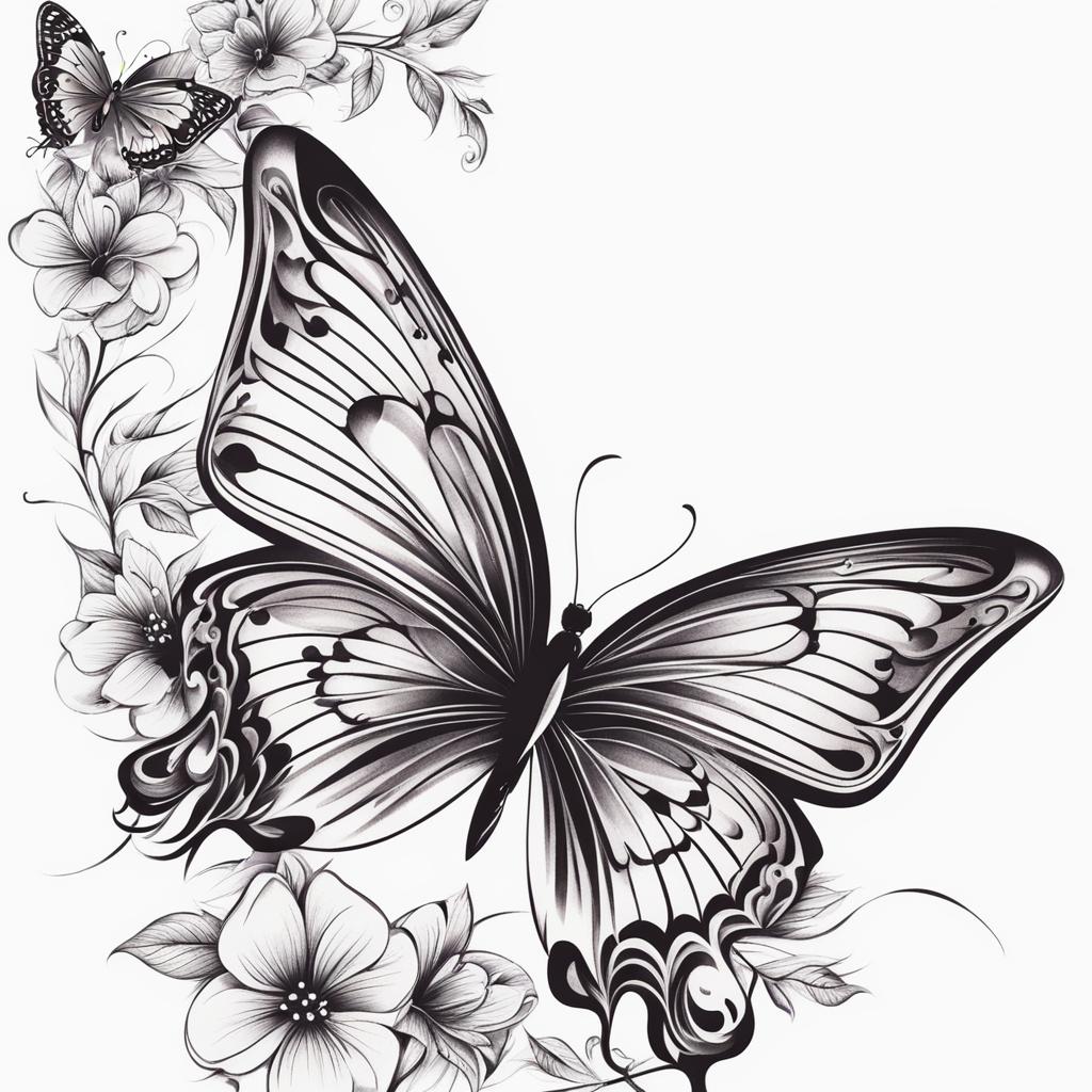 Butterfly tattoo on arm,Tattooing butterflies on the arms for a stylish look. tattoo design, white background