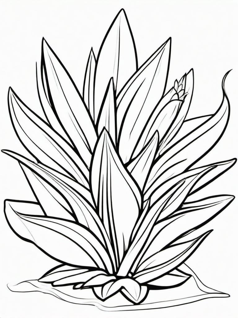 Plant Coloring Pages - Aloe vera plant with sharp-edged leaves  simple coloring pages