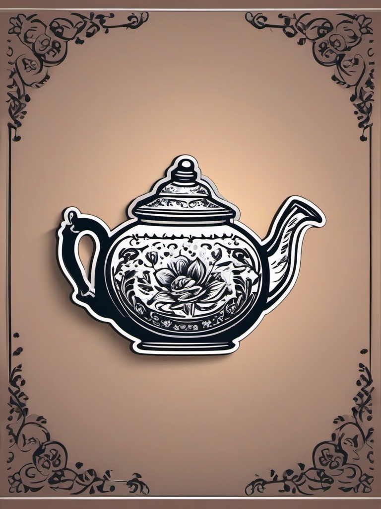 Teapot Sticker - Elegant teapot design, ,vector color sticker art,minimal