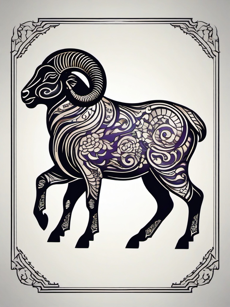 zodiac ram tattoo  simple vector color tattoo