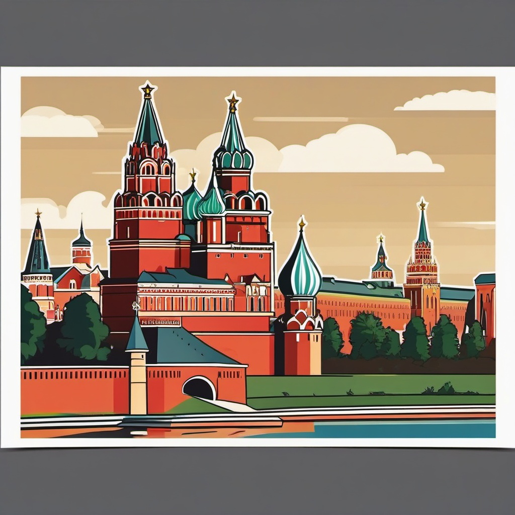 Kremlin sticker- Historic fortified complex in Moscow, , sticker vector art, minimalist design