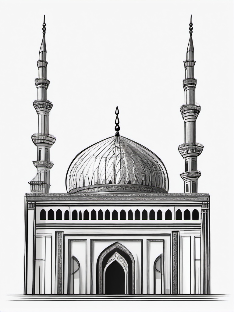 sketch of masjid e nabvi  minimal rough sketch scribbles,doodles,black and white