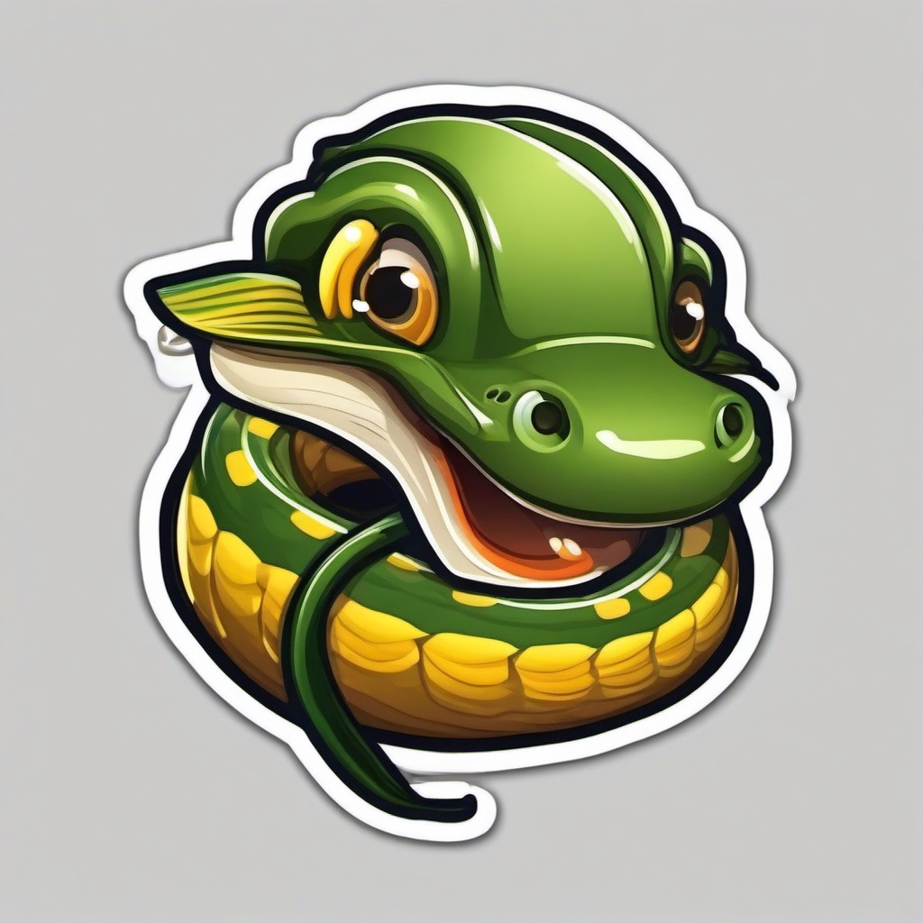 Eel cartoon - slippery, snake-like fish  cartoon sticker style