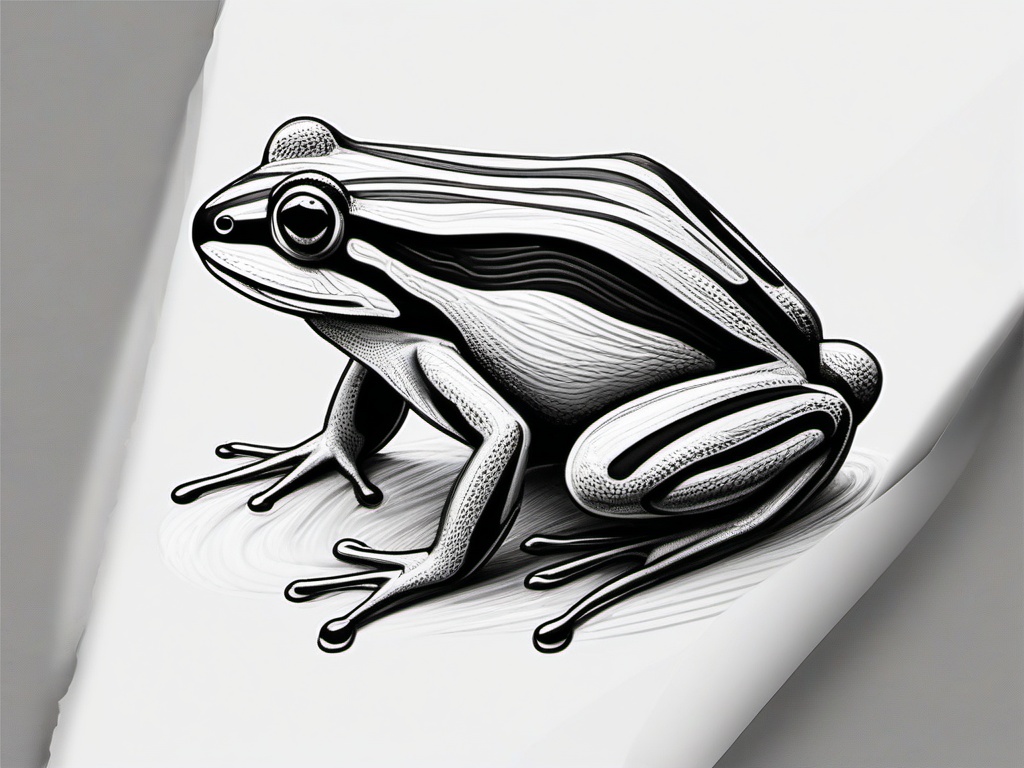 drawing of tiger-striped frog  minimal rough sketch scribbles,doodles,black and white