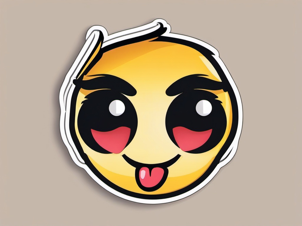 Winking Face Sticker - Cheeky wink, ,vector color sticker art,minimal