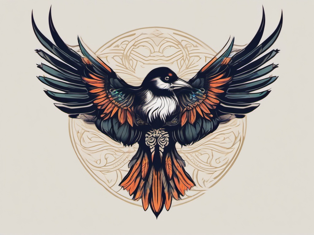 skeleton bird tattoo  simple vector color tattoo