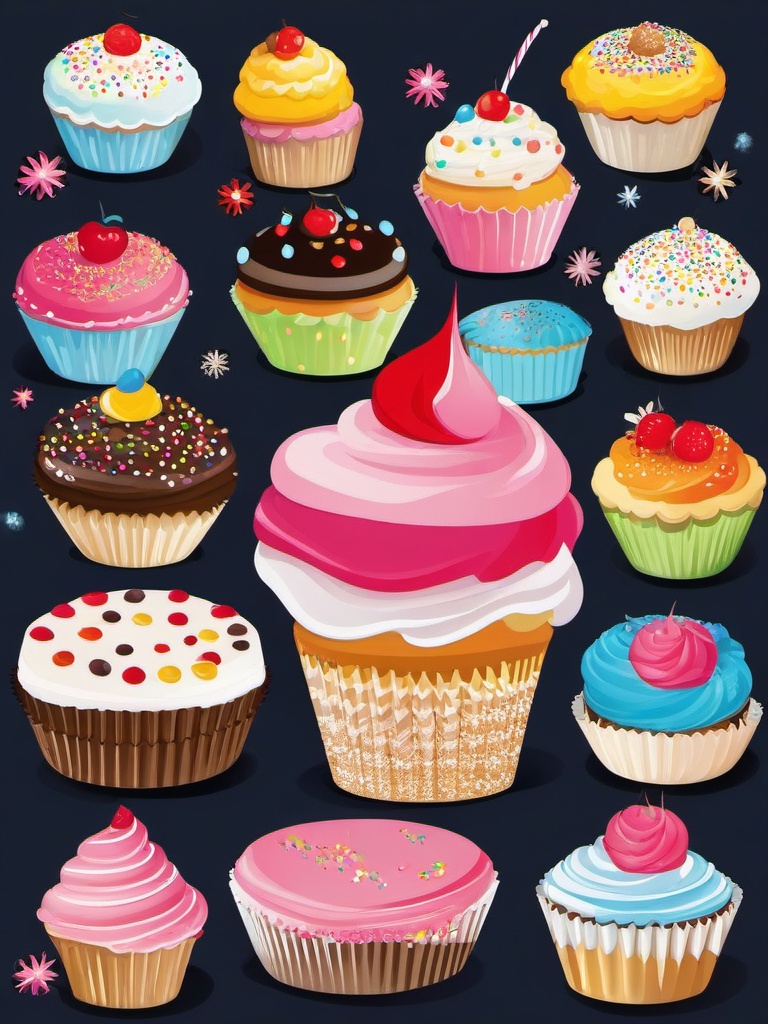 Cake clipart - cupcake with frosting and sprinkles  