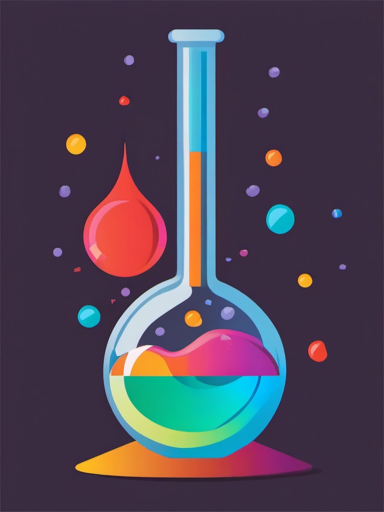 Scientific Flask Clipart - A laboratory flask filled with bubbling and colorful chemical reactions.  color clipart, minimalist, vector art, 