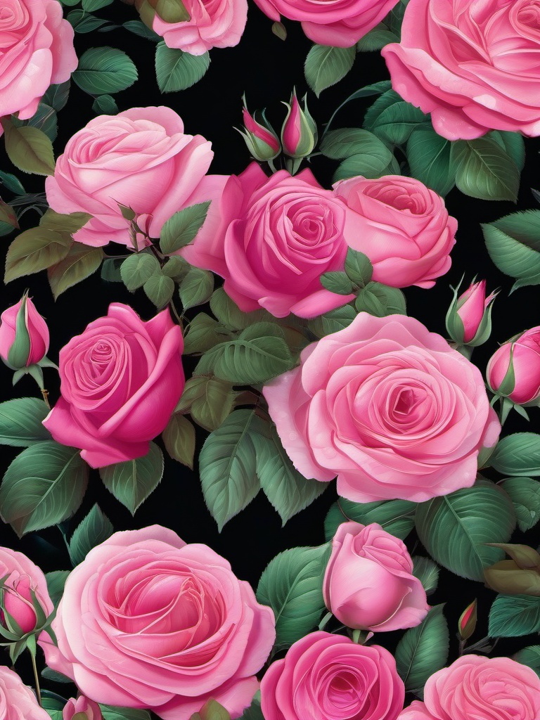 Pink Wallpaper - Elegant Pink Roses in a Parisian Park wallpaper splash art, vibrant colors, intricate patterns