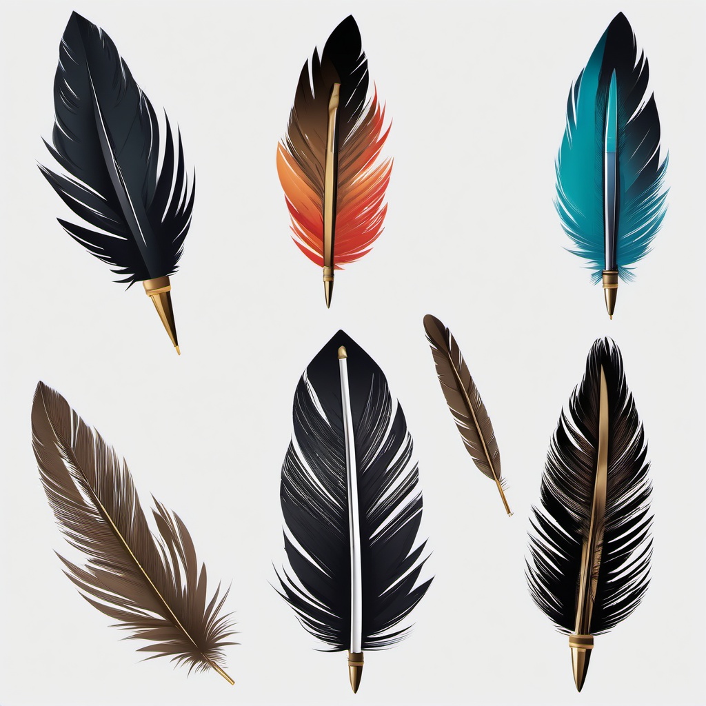 Feathered Pen Clipart - A feathered pen dipped in ink, poised to craft eloquent prose and poetic verses.  color clipart, minimalist, vector art, 