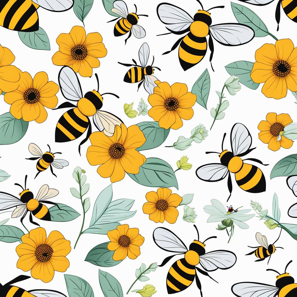 bee clipart - a buzzing and diligent bee gathering nectar. 