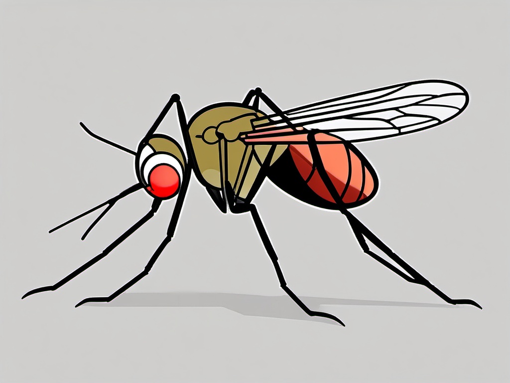 Mosquito Ready to Bite Clip Art - Mosquito ready to take a bite,  color vector clipart, minimal style