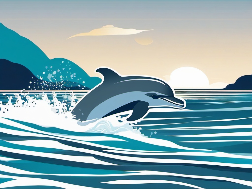 Dolphin Clipart - A playful dolphin in the ocean.  color clipart, minimalist, vector art, 
