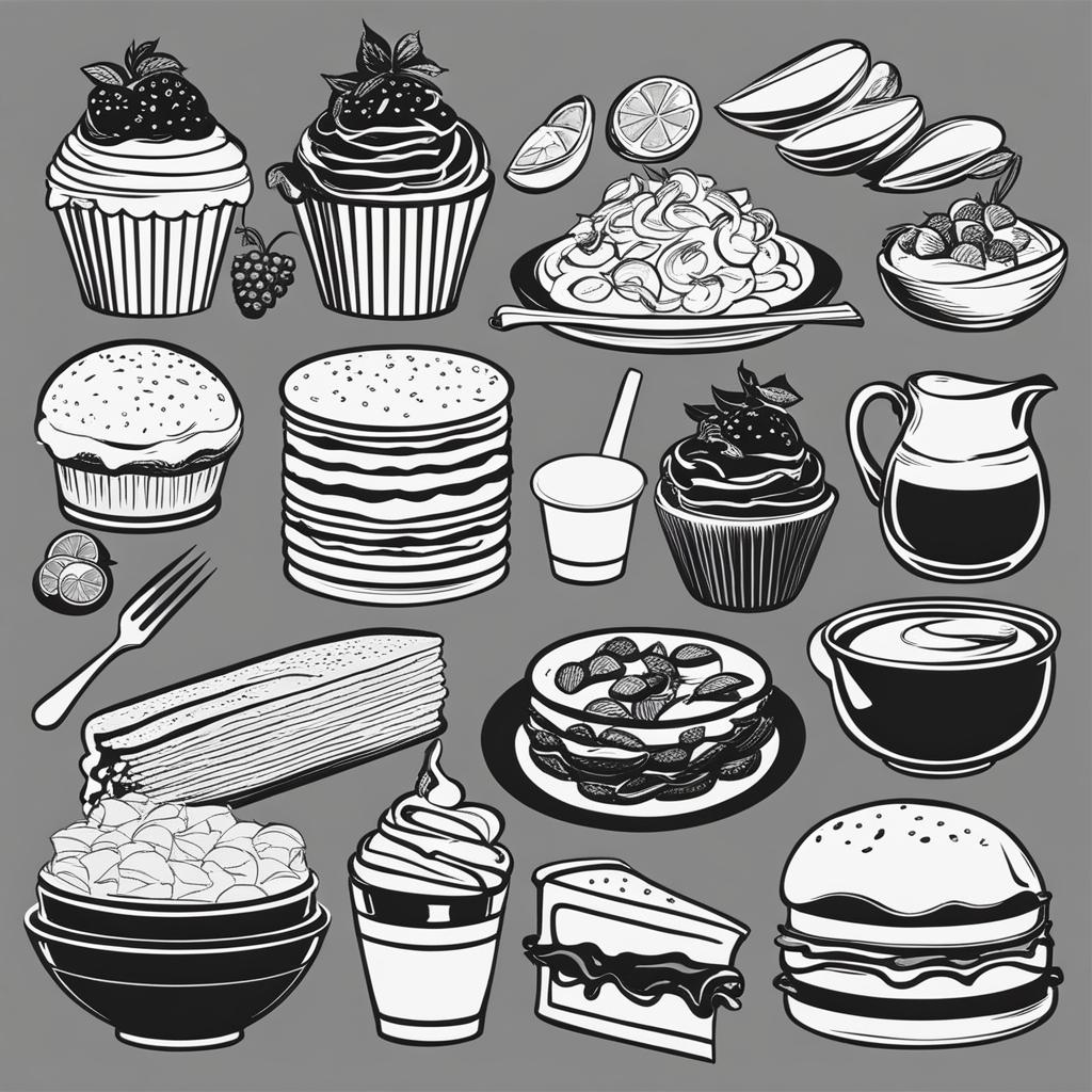 food clipart black and white - displaying culinary delights. 