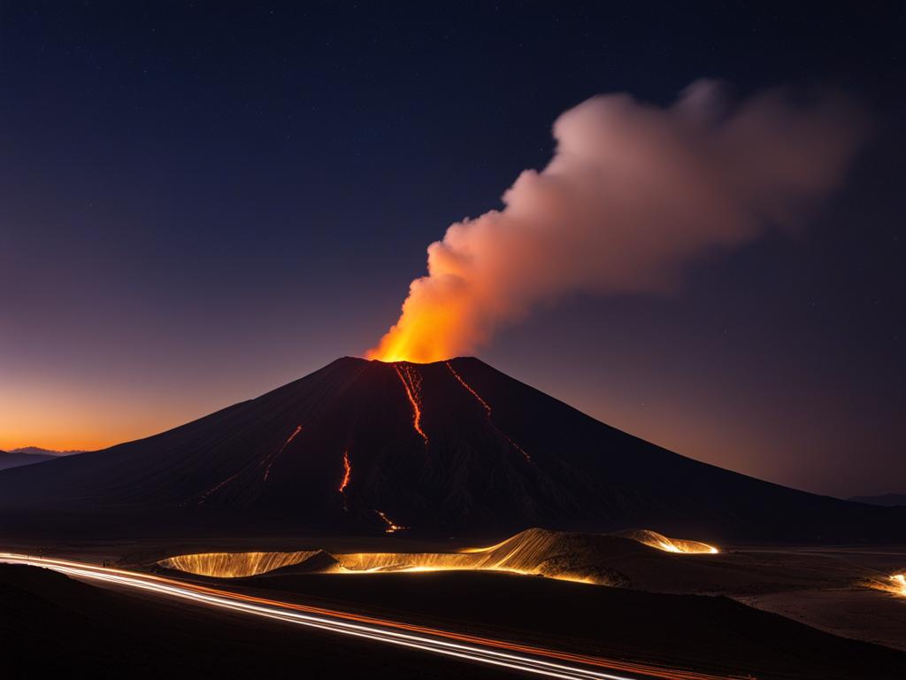 aso volcano - imagine the mesmerizing night view of the aso volcano, with its glowing lava illuminating the dark slopes of the active crater. 