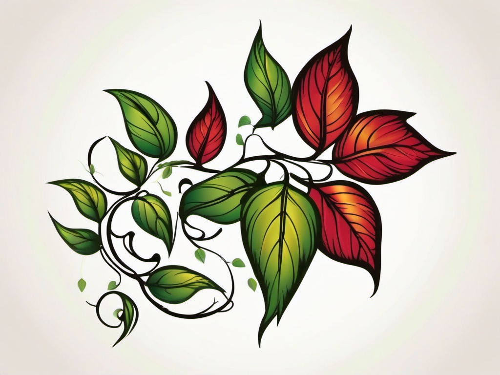 leaf vine tattoo design  simple vector color tattoo