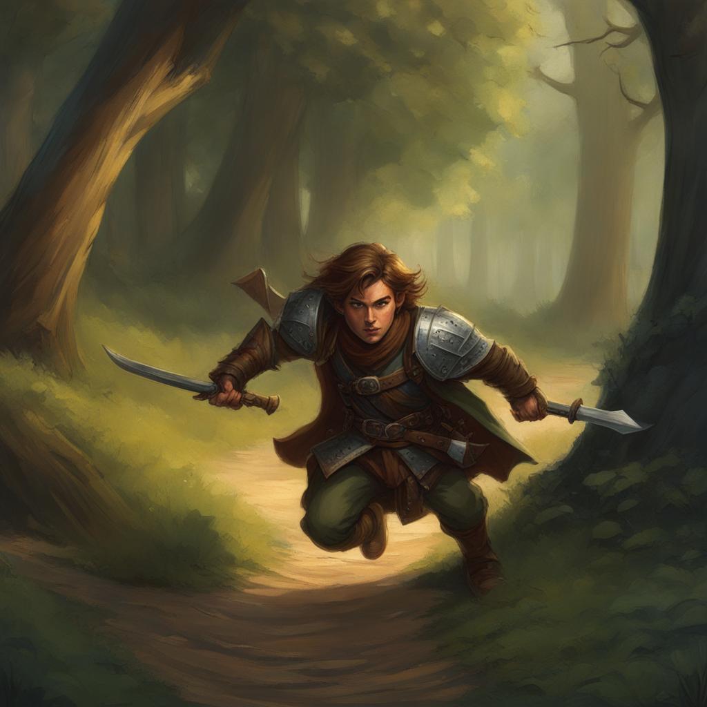 halfling rogue evading traps - illustrate a halfling rogue deftly evading deadly traps, their nimbleness saving the party. 