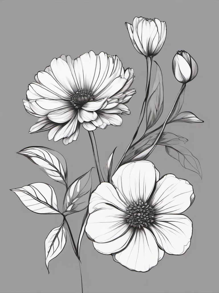 easy drawings of flowers  minimal rough sketch scribbles,doodles,black and white