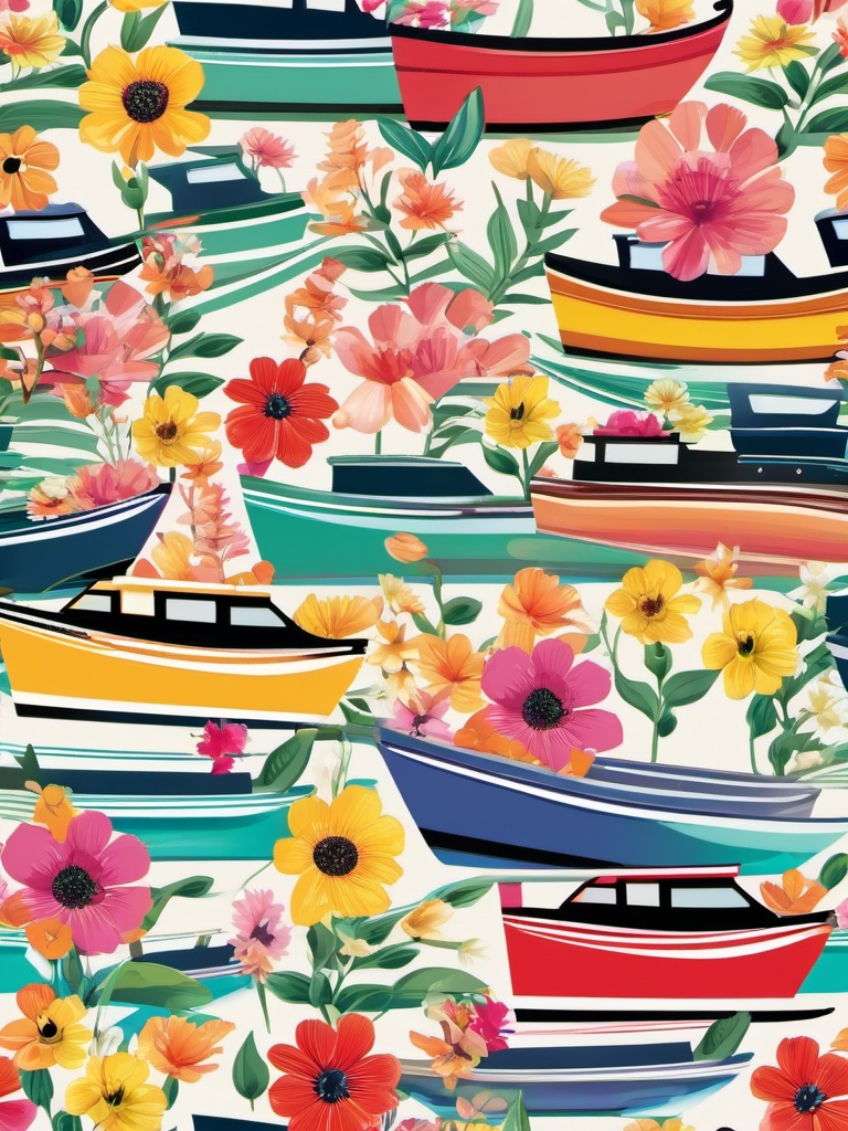 Boat clipart - boat filled with colorful flowers  