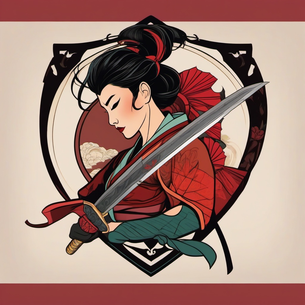 mulan sword tattoo  simple vector color tattoo