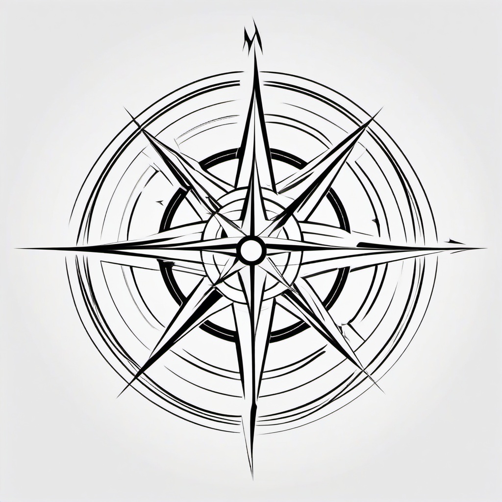 Abstract Compass Tattoo - Artistic and abstract representation of a compass.  simple vector tattoo,minimalist,white background