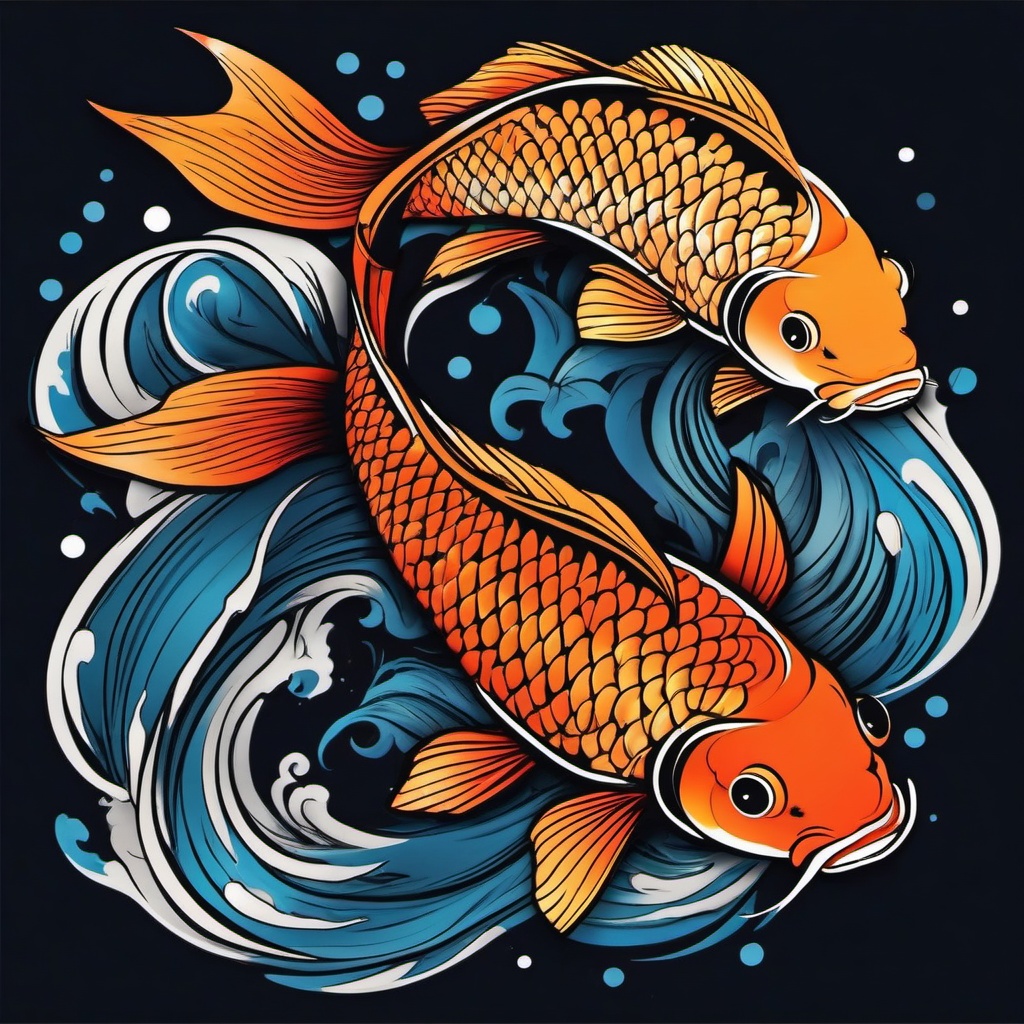 pisces koi fish tattoo designs  simple vector color tattoo