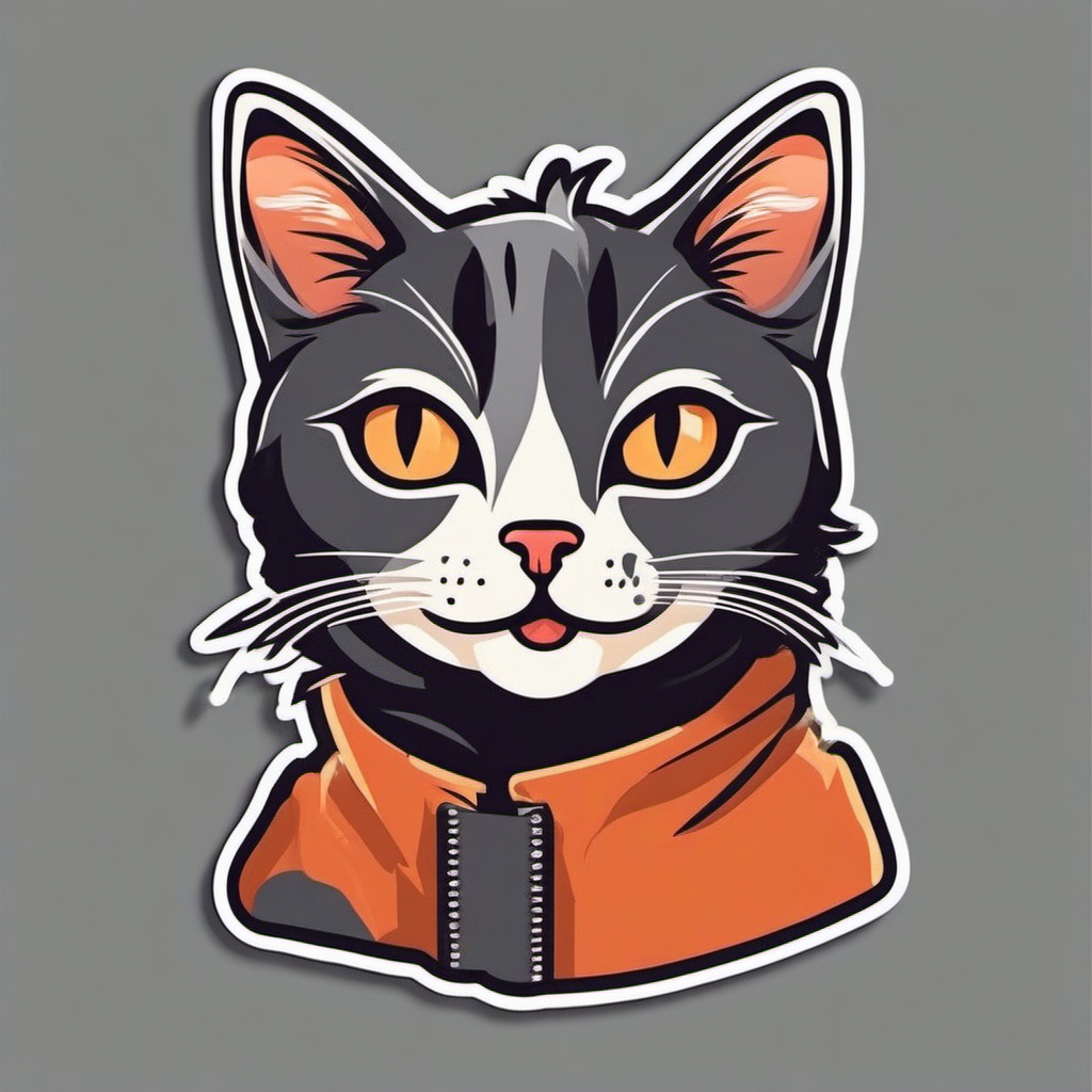 Cat Sticker - A playful cat with a mischievous look. ,vector color sticker art,minimal