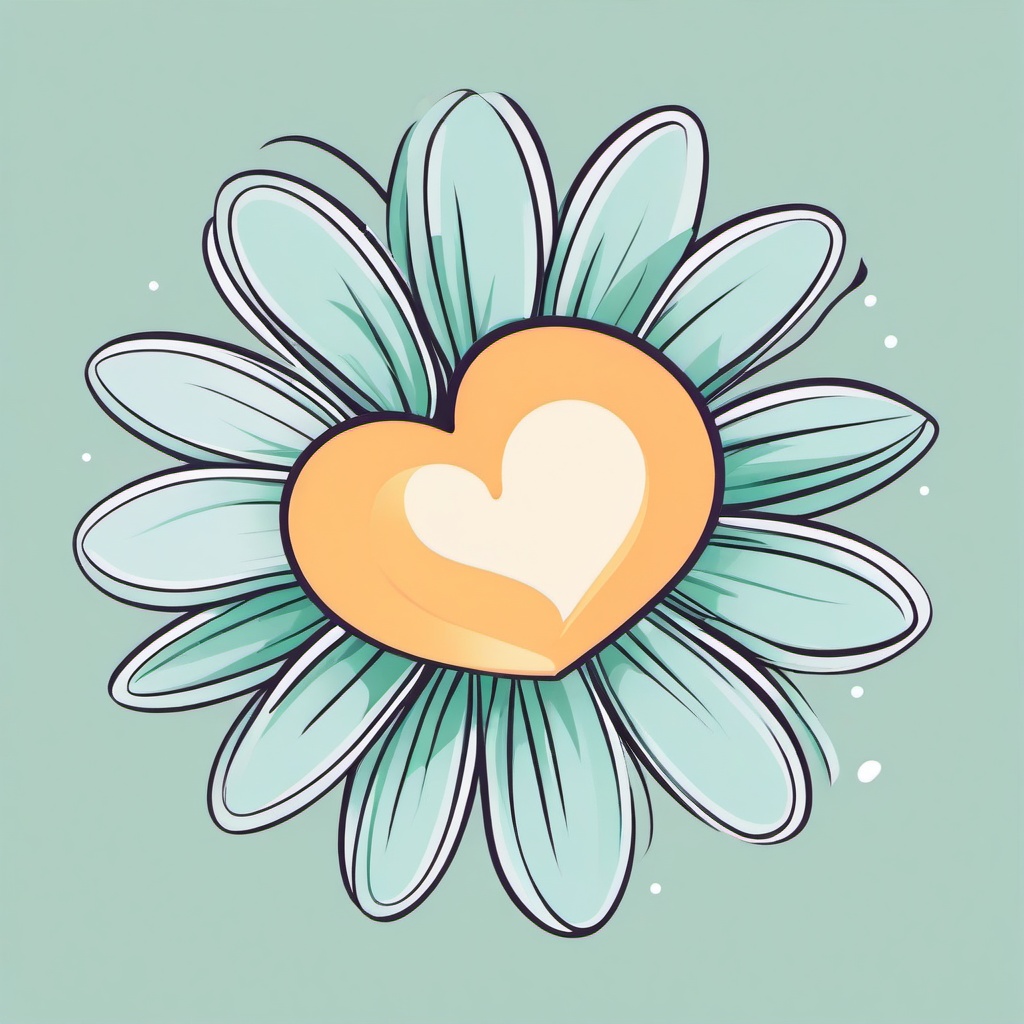 Daisy clipart - daisy with a heart in the center  color,minimalist,vector clipart