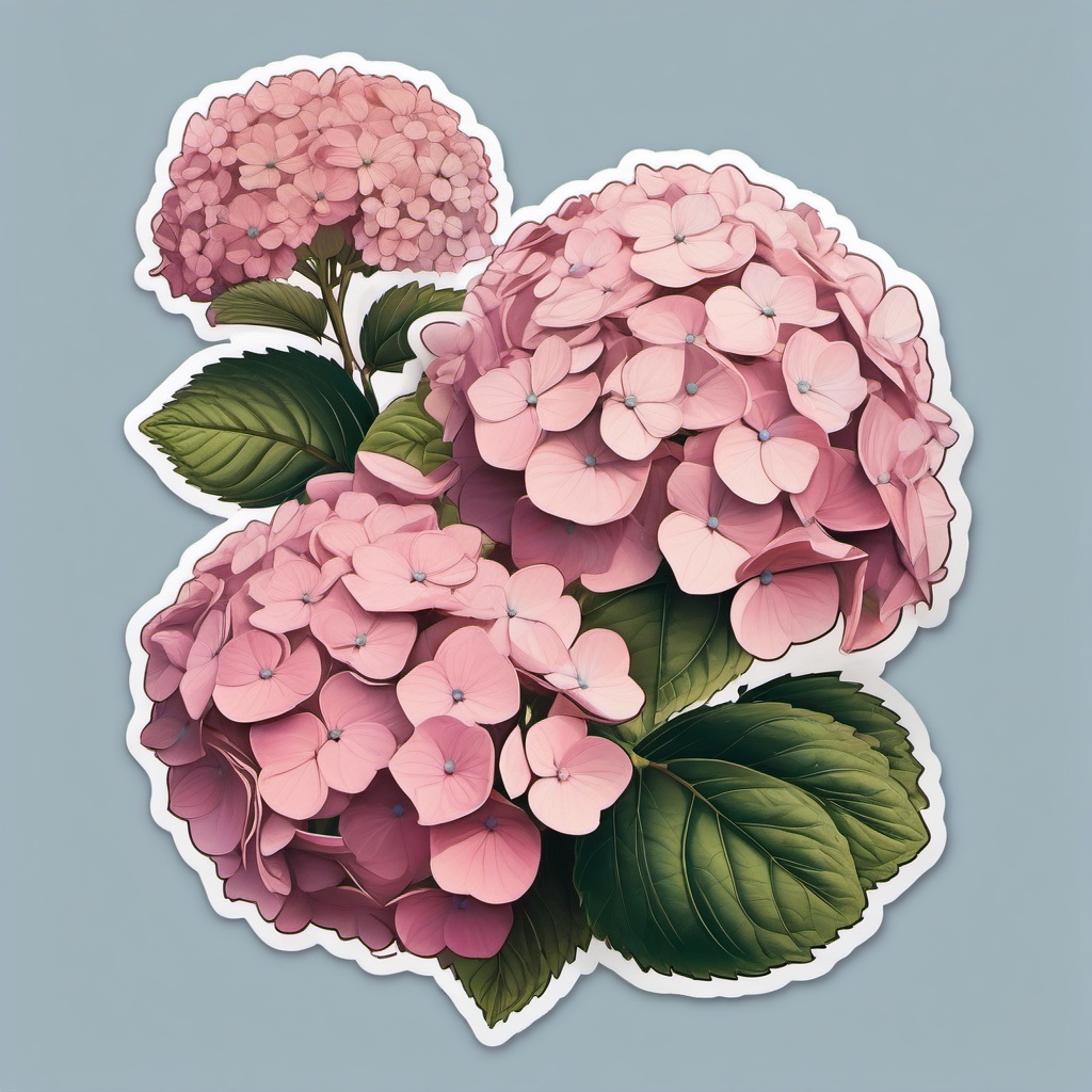 Hydrangea Sticker - Capture the vintage charm and abundance of hydrangea blooms with this sticker, , sticker vector art, minimalist design