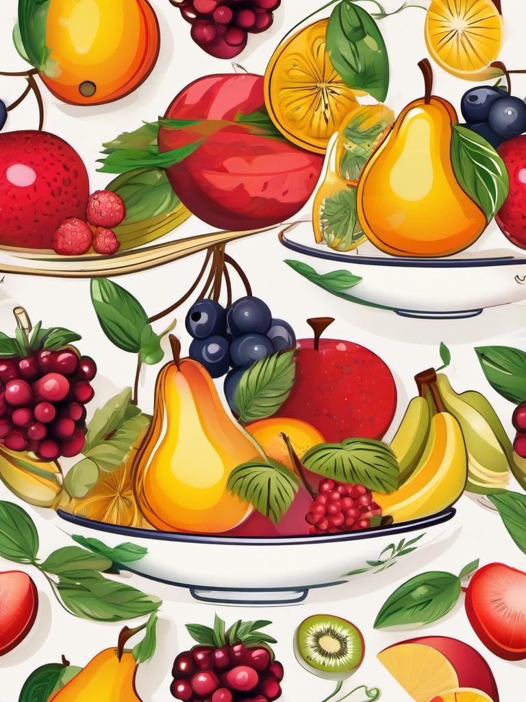 Fruit clipart - fruits in a decorative bowl  