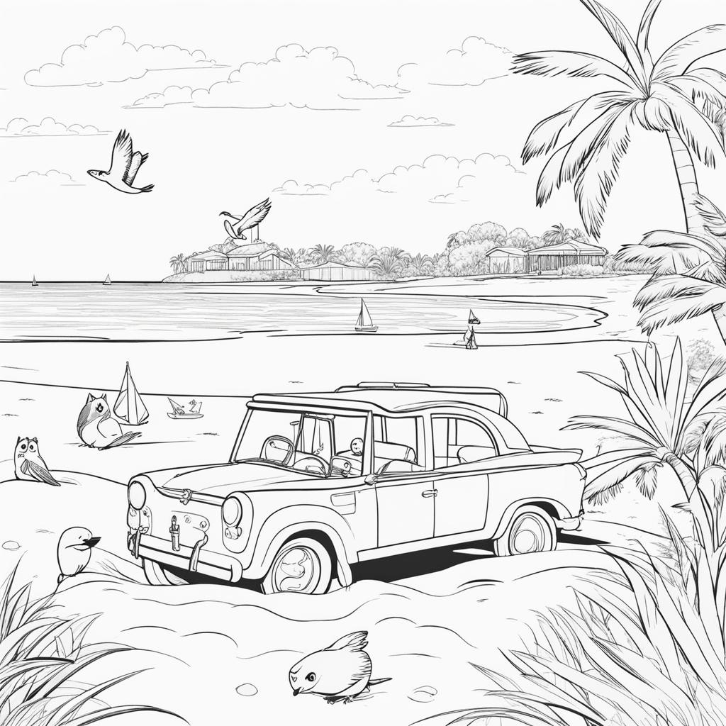 bluey coloring pages - bluey and her family have a playful day at the beach. 